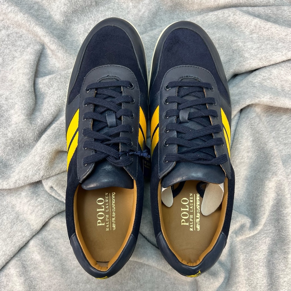 Polo Ralph Lauren Men’s Camilo II Blue Suede Leather Trainers Sneakers Preppy 11 - Picture 10 of 16